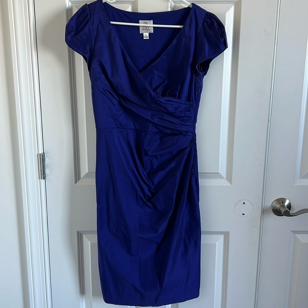 Suzi Chin for Maggy Boutique Deep Purple Dress Size 6 Short Sleeve